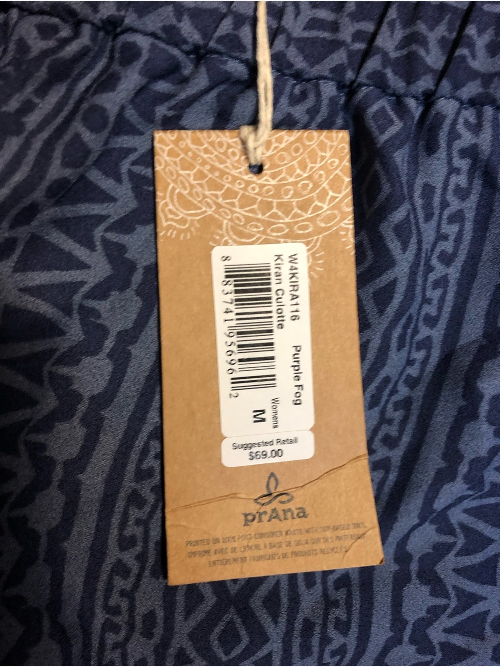 Prana Women's Wide-Leg Patterned Pants - Blue & Cream